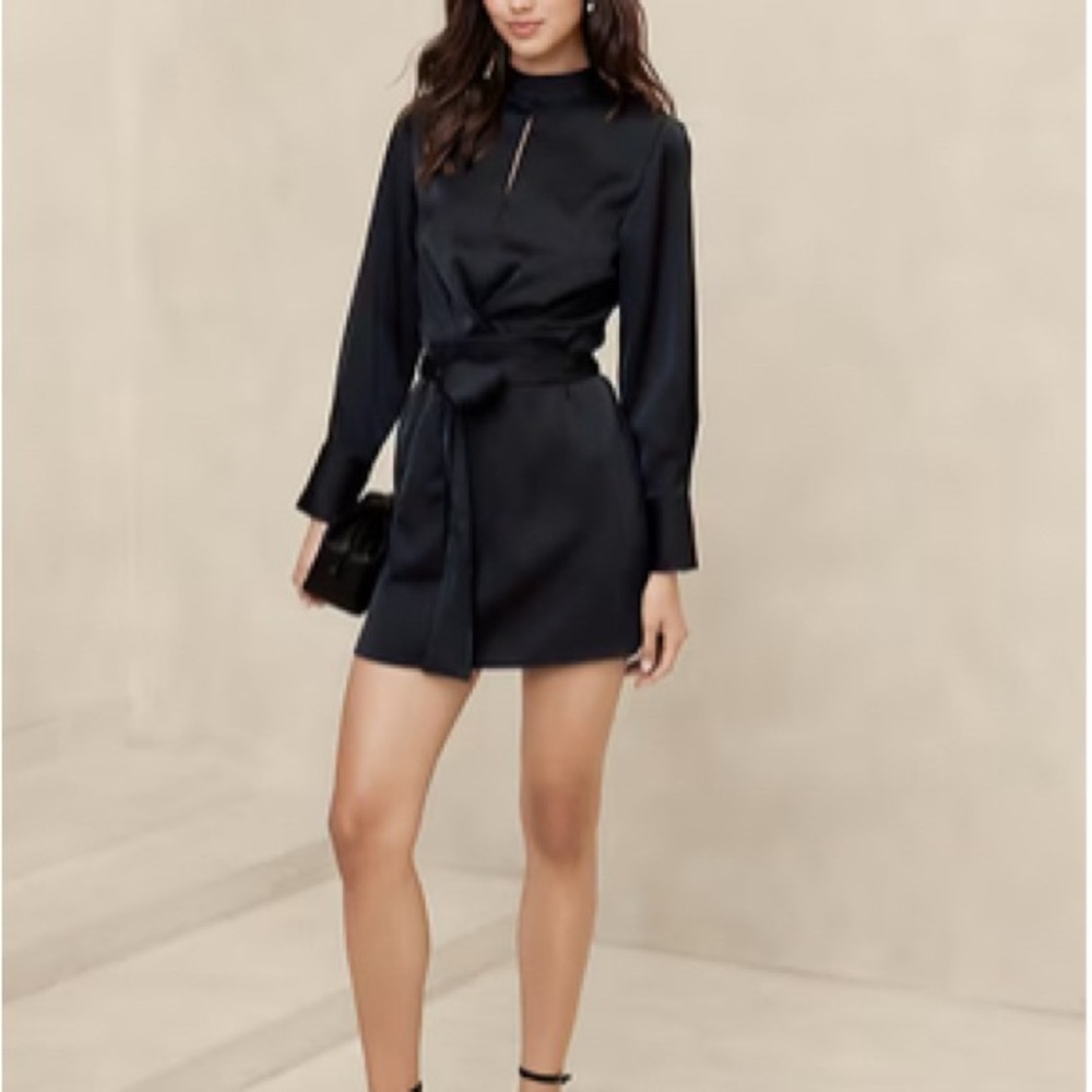 Banana Republic Elegant Black Long Sleeve Dress